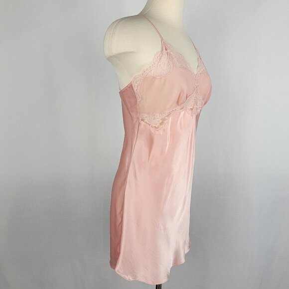 Vintage Victorias Secret Chemise Slip Dress Small Babydoll Pink Coquette Y2K 90s - Picture 10 of 12